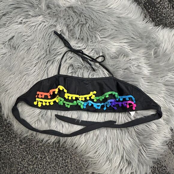 Heart‎ And Harmony Girls' Rainbow Pom Pom Bandeau Halter Top Size 12 - Picture 2 of 4